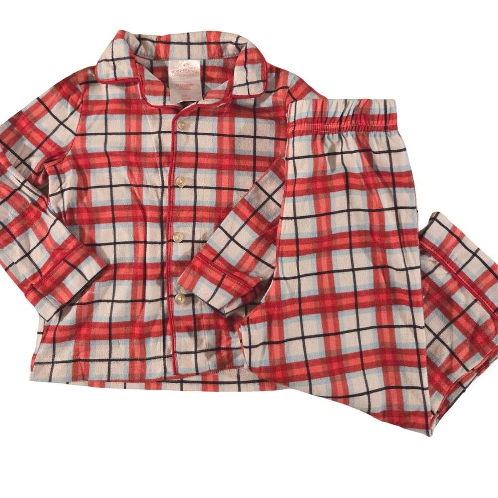 Wonder‎ Shop Red Plaid Flannel Pajama Set Toddler 2T Sleepwear